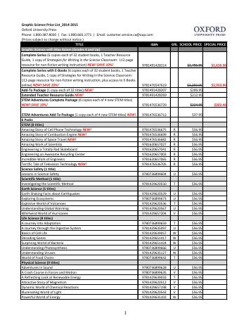 Graphic Science Price List - Oxford University Press