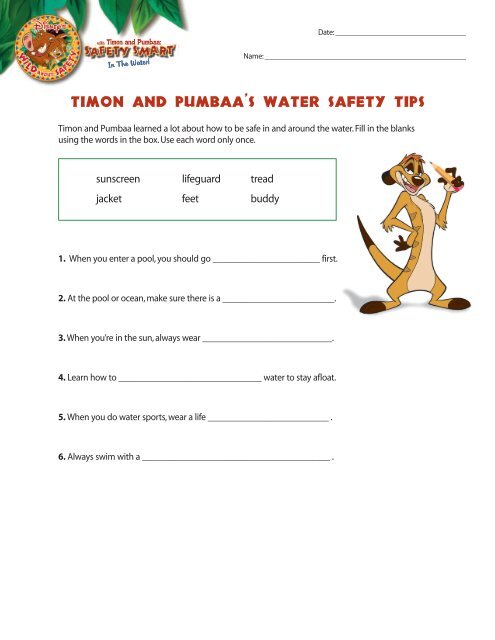 Timon and Pumbaa's Water Safety Tips