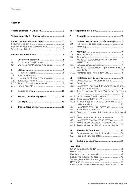 Manual de instalare si utilizare - Calor