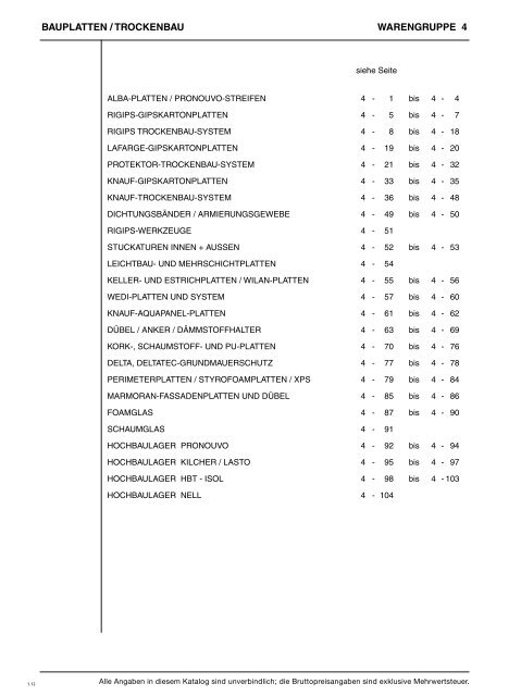 Preisliste 2012 - Baustoffe Einsiedeln AG