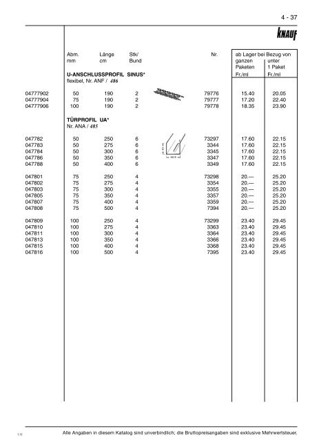 Preisliste 2012 - Baustoffe Einsiedeln AG