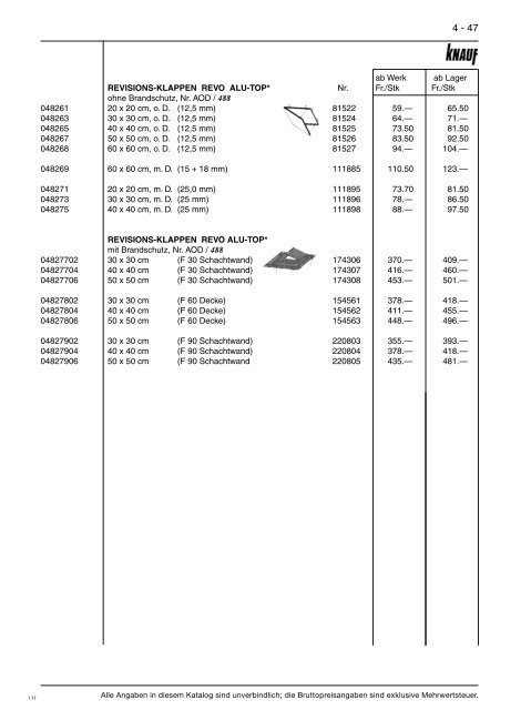 Preisliste 2012 - Baustoffe Einsiedeln AG