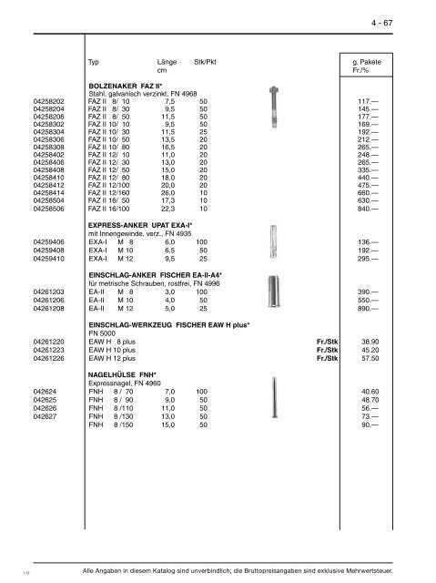 Preisliste 2012 - Baustoffe Einsiedeln AG