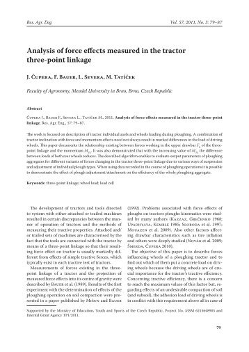 Analysis of force effects measured in the tractor three-point linkage