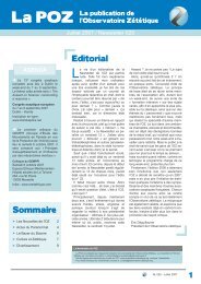 Sommaire Editorial - Observatoire ZÃ©tÃ©tique