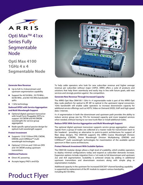 Opti Max 4100 1GHz 4x4 Segmentable Node Product Flyer - Arris