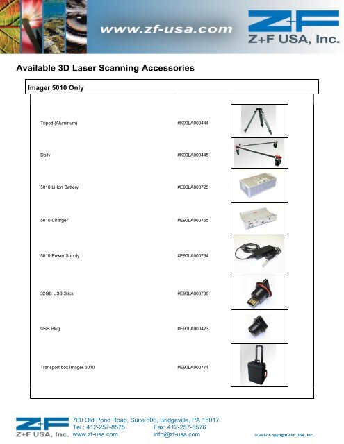 Available 3D Laser Scanning Accessories - Z+F USA, Inc.