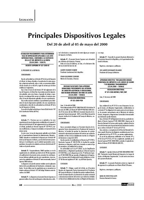 Intendencia de Principales Contribuyentes Nacionales (Lima ... - AELE