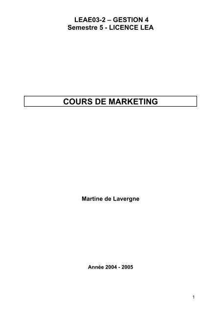 COURS DE MARKETING - La bibliothÃ¨que des ebooks et livres