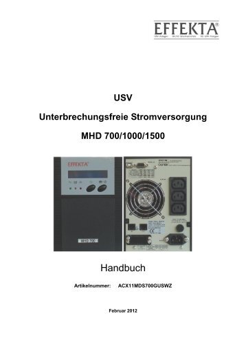USV Unterbrechungsfreie Stromversorgung MHD 700/1000 ... - Effekta