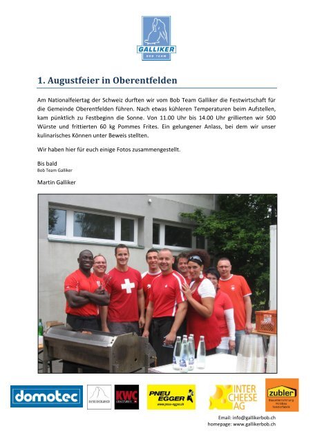 1. Augustfeier in Oberentfelden - Bobteam Martin Galliker
