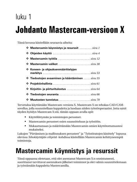 Mastercam X4 kÃ¤yttÃ¶opas - Mastercam.fi