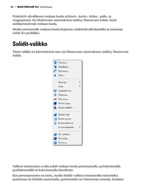 Mastercam X4 kÃ¤yttÃ¶opas - Mastercam.fi