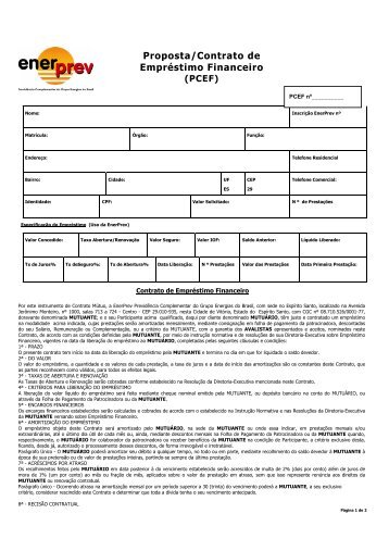 Proposta/Contrato de Empréstimo Financeiro - EnerPrev