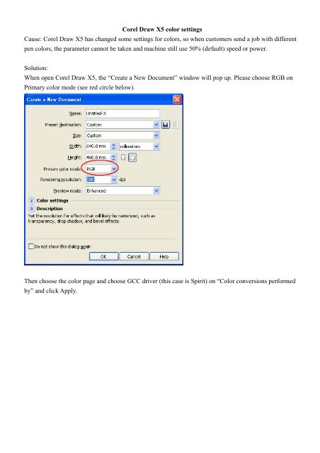 CorelDraw X5 Color Settings