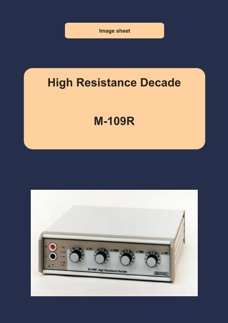 High Resistance Decade M-109R - meatest.cz