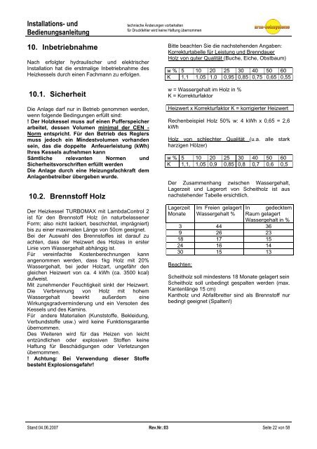 und Bedienungsanleitung LC2 T - Arca Heizsysteme ek