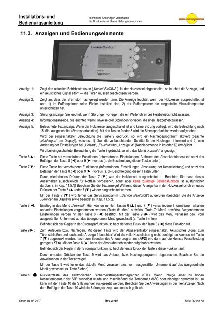 und Bedienungsanleitung LC2 T - Arca Heizsysteme ek