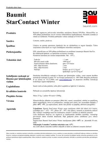 Produkta datu lapa - baumit.lv