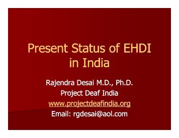 Present Status of EHDI in India