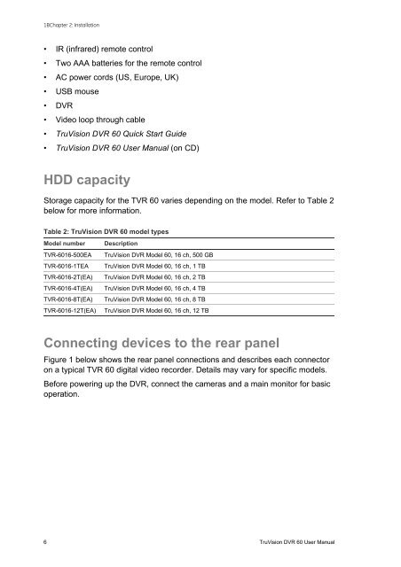 TruVision DVR 60 User Manual - Interlogix