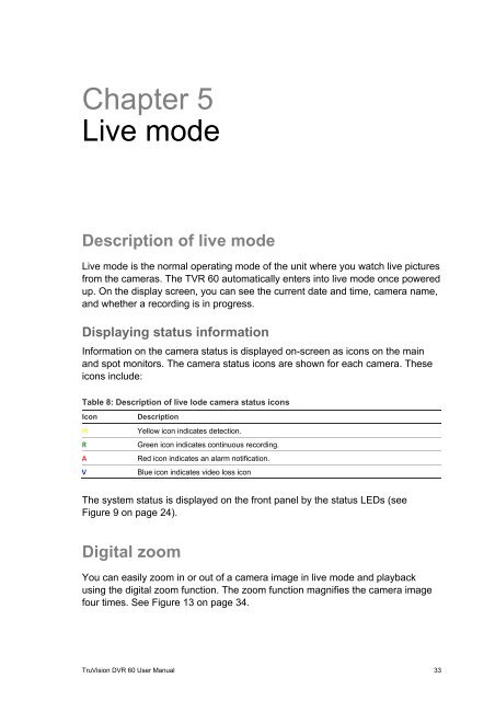 TruVision DVR 60 User Manual - Interlogix