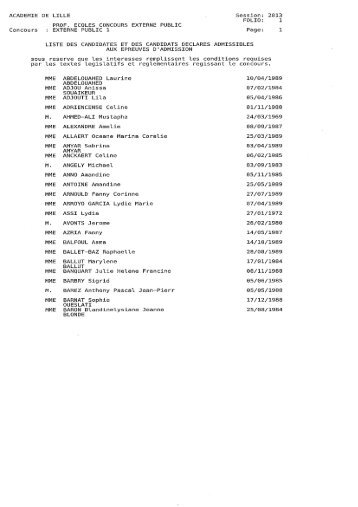 Liste des candidats dÃ©clarÃ©s admissibles au CRPE externe ... - IUFM
