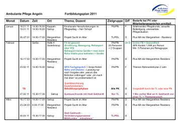 Fortbildungsplan 2011 - Ambulante Pflege Angeln