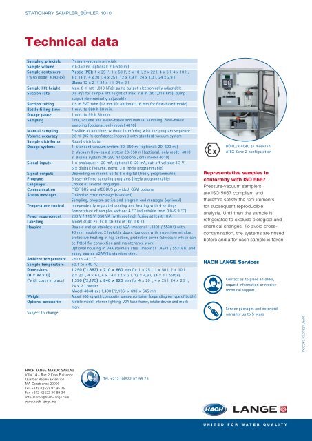 mCERTs BÃHLER 4010 stationary sampler - HACH LANGE