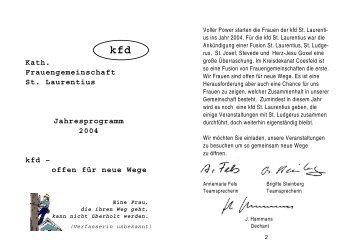 Kath. Frauengemeinschaft St. Laurentius Jahresprogramm 2004 kfd ...