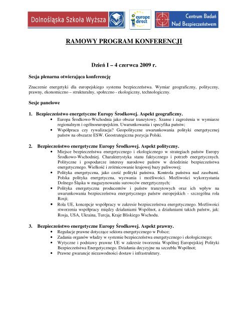 RAMOWY PROGRAM KONFERENCJI