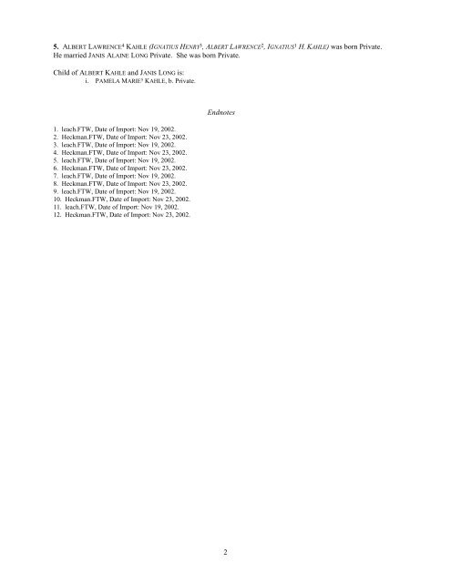 Ignatious H. Kahle Family Tree - Birkemeyer & Heckman Family ...