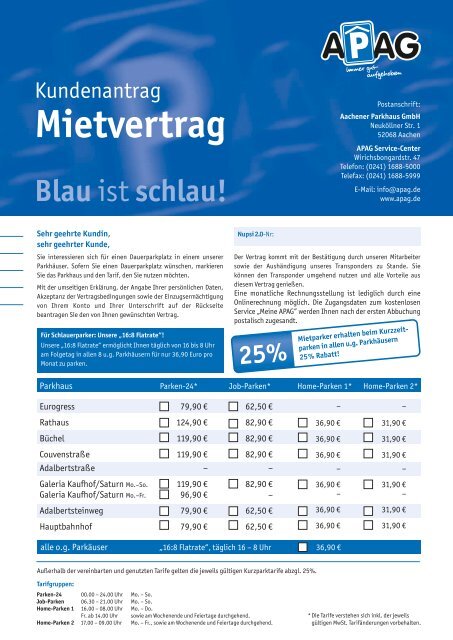 Mietvertrag Blau - APAG