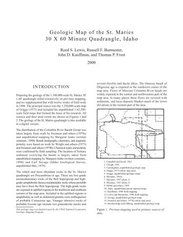 Geologic Map of the St. Maries 30 X 60 Minute Quadrangle, Idaho