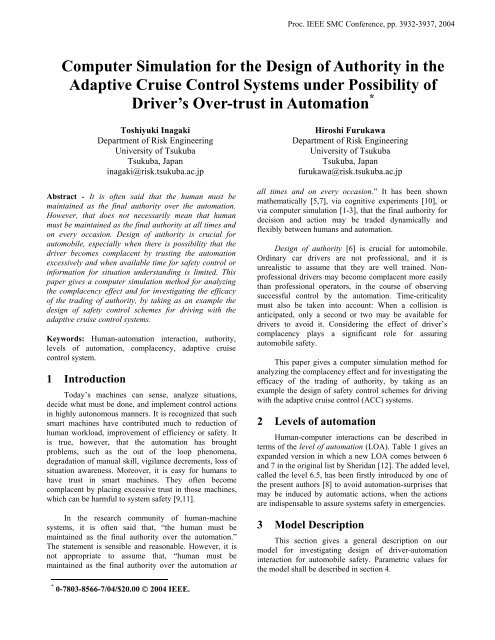 Computer simulation for the design of authority in the adaptive ...