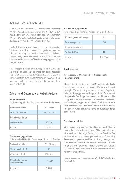 Jahresbericht 2010 - Diakonie Michaelshoven