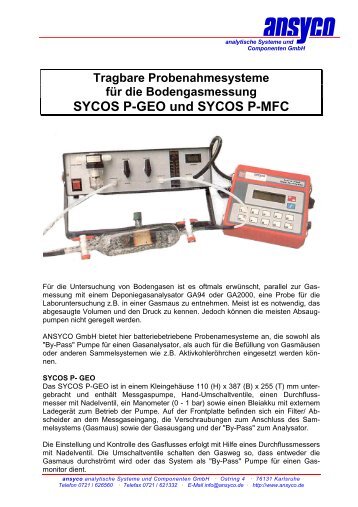 SYCOS P-GEO und SYCOS P-MFC - ANSYCO Analytische Systeme ...