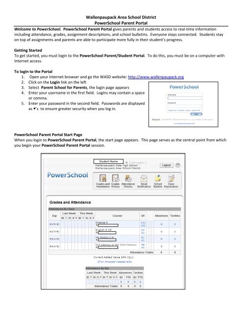 Wallenpaupack Area School District Powerschool Parent Portal
