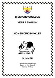 bideford college year 7 english homework booklet summer