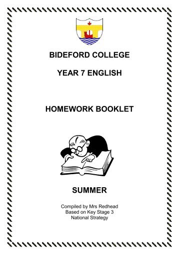 bideford college year 7 english homework booklet summer