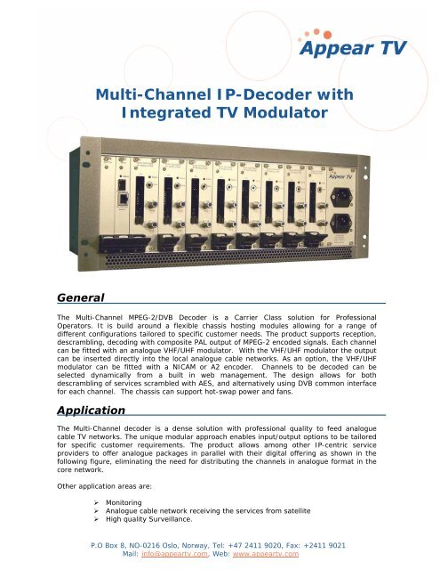 Multi-Channel IP-Decoder with Integrated TV ... - HFC Technics