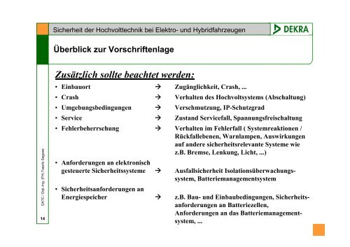 Sicherheit der Hochvolttechnik bei Elektro- und Hybridfahrzeugen