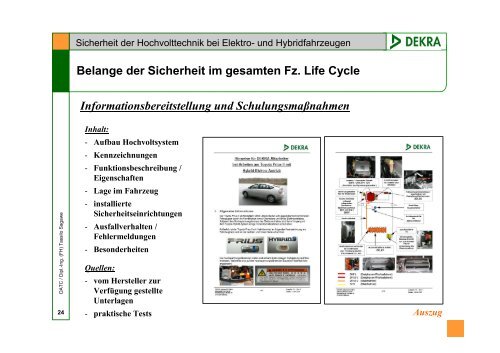 Sicherheit der Hochvolttechnik bei Elektro- und Hybridfahrzeugen