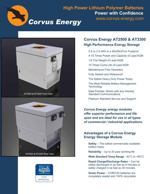 Corvus Energy AT2500 &amp; AT3300