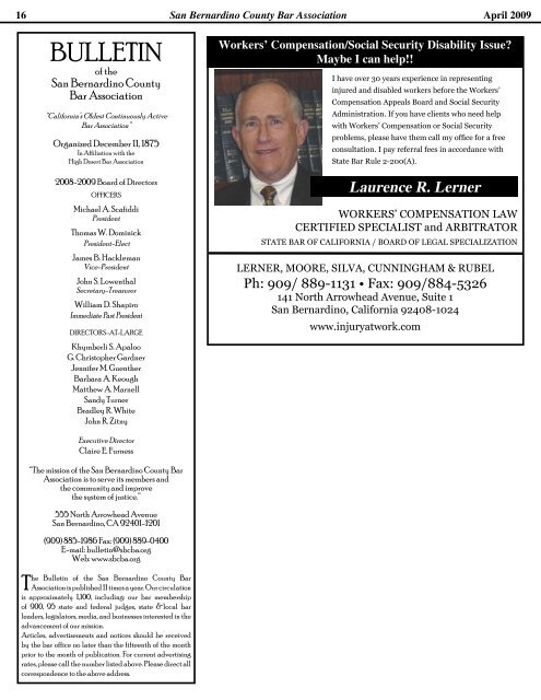 April 2009 - San Bernardino County Bar Association