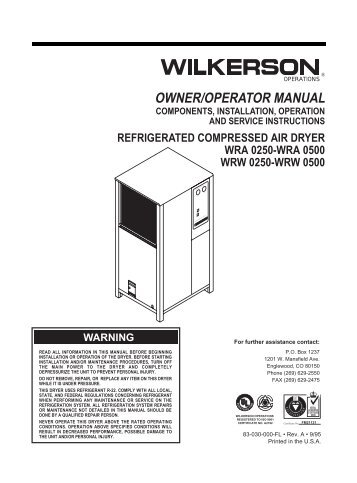 OWNER/OPERATOR MANUAL - Wilkerson Corporation