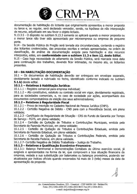 CRM-PA - Conselho Regional de Medicina do Estado do ParÃ¡