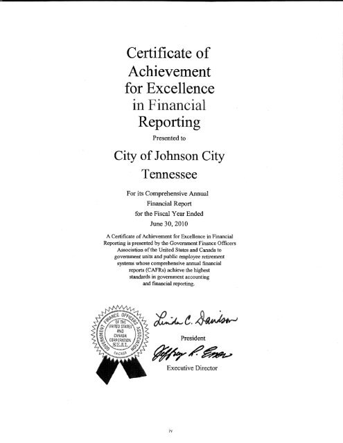 Comprehensive Annual Financial Report (CAFR) - Johnson City