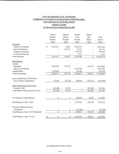 Comprehensive Annual Financial Report (CAFR) - Johnson City