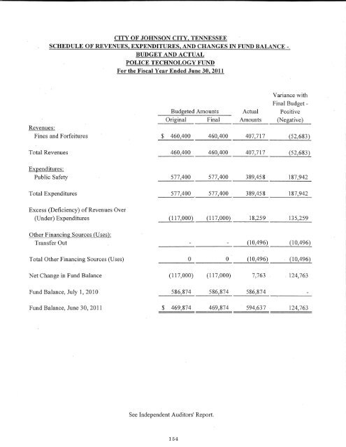 Comprehensive Annual Financial Report (CAFR) - Johnson City